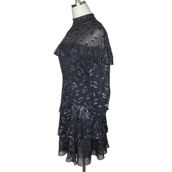 BCBG MAXAZRIA Size 4 Black Chiffon Ruffled Cocktail Mini Dress NEW WITH TAGS - Picture 5 of 16